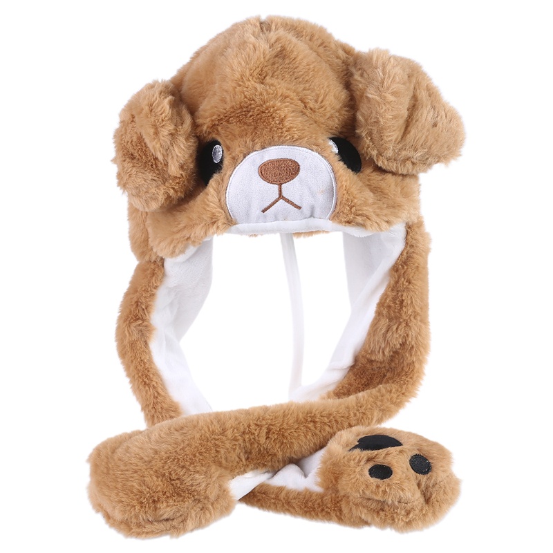 Mũ hình động vật hoạt hình nhồi bông có thể di chuyển tai vui nhộn cho nữ