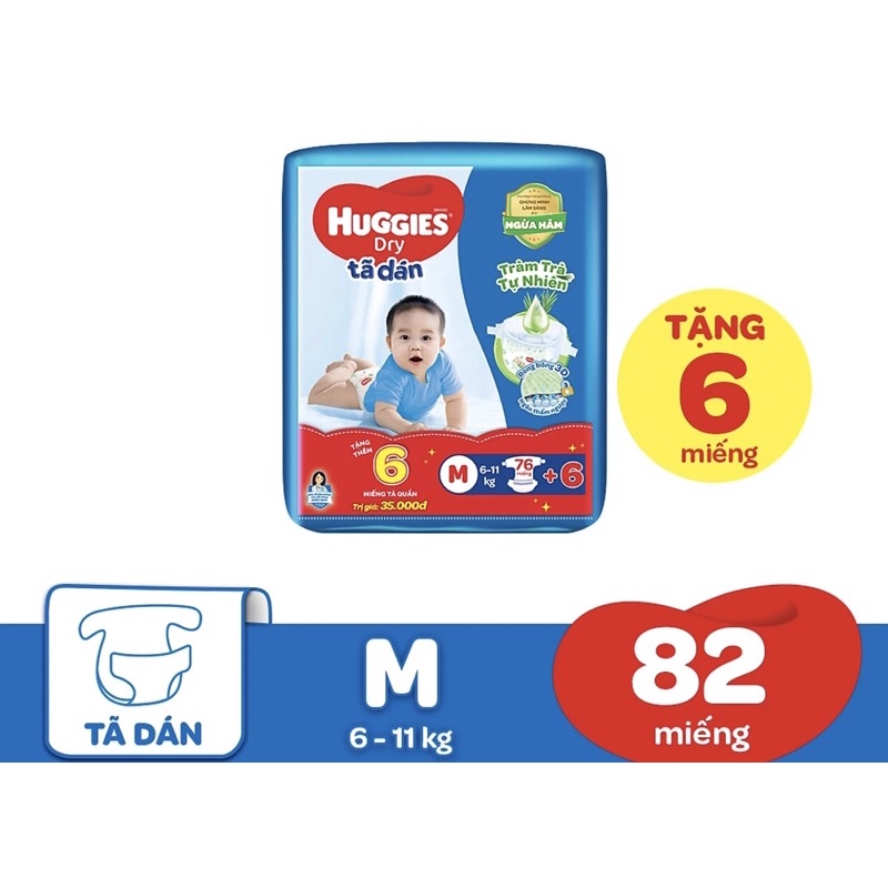 Tã dán huggies M76  tặng 10 miếng