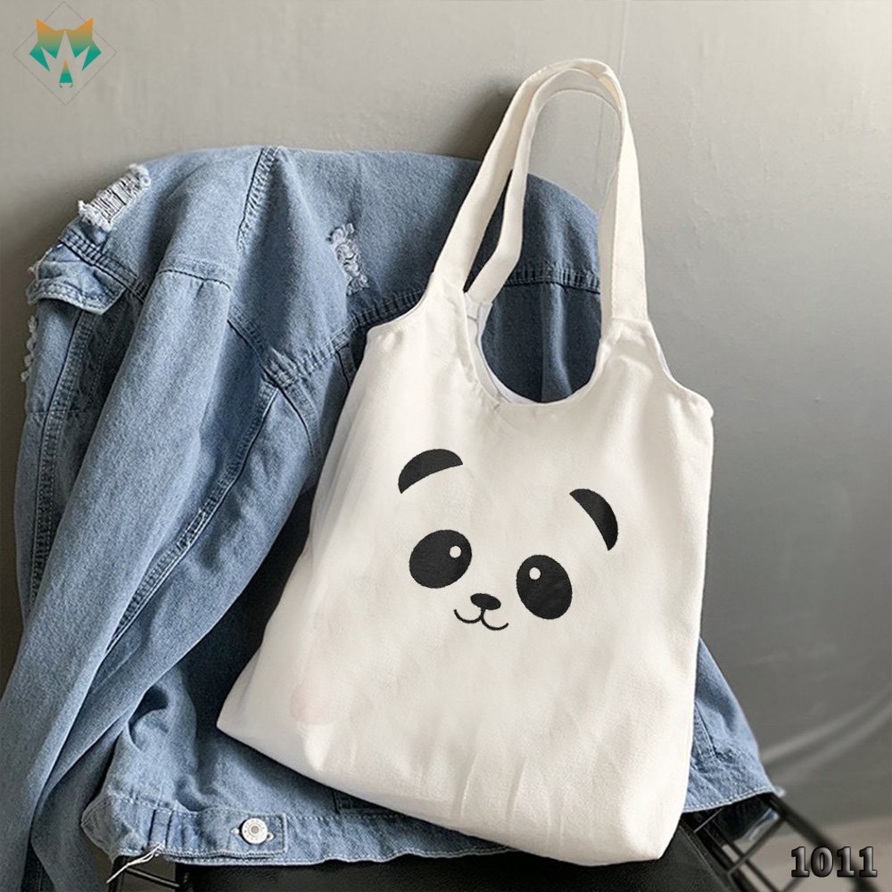 TÚI TOTE TRẮNG CHẤT VẢI CANVAS 1011 474 MẶT GẤU DỄ THƯƠNG HÀNG CHUẨN ĐẸP