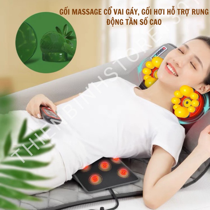 Đệm Massage Toàn Thân Đa Điểm Rung, Nệm Mát Xa Kèm Gối Massage (bảo hành 1 năm) phiên bản 2021