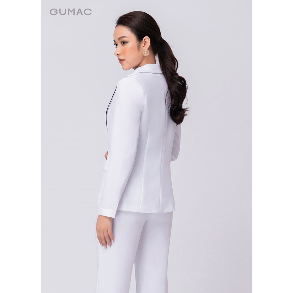 Áo vest nữ phối ve cổ GUMAC màu trắng, đủ size AA10216