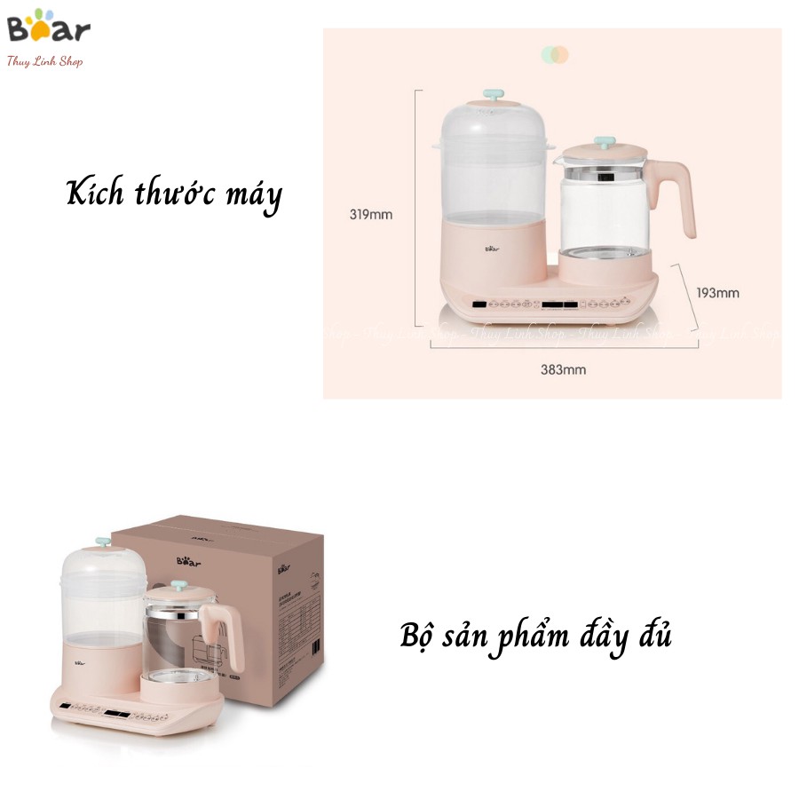 MÁY TIỆT TRÙNG SẤY KHÔ BÌNH SỮA VÀ MÁY HÂM SỮA - BÌNH ĐUN NƯỚC PHA SỮA BEAR 4IN1 BẰNG HƠI NƯỚC - BH 1 NĂM