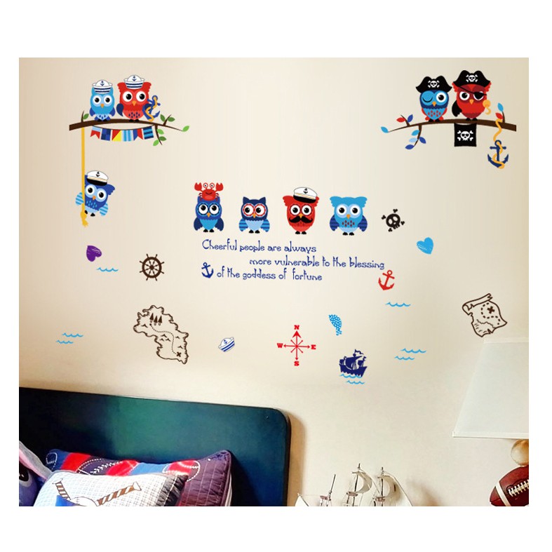 Decal trang trí cú mèo dễ thương