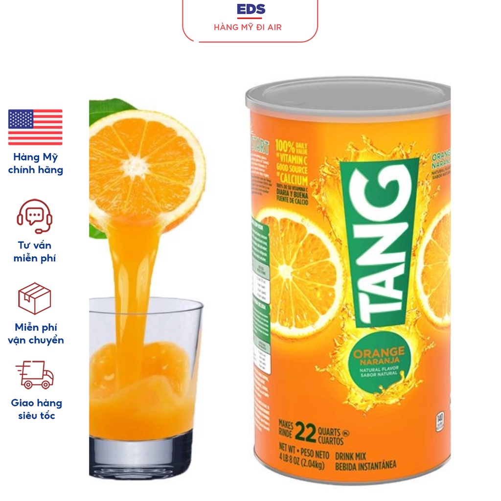 Bột cam TANG Mỹ date 12/2024 bổ sung vitamin c tăng sức đề kháng hộp 2,04kg - EDS Hàng Mỹ