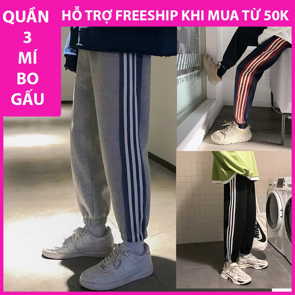 Quần jogger bo gấu 3 sọc - quần thể thao nam nữ unisex 3 mí viền hot 2020 [ảnh thật]