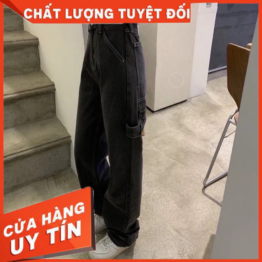 Quần jean nữ ống suông màu đen xám tạo kiểu cá tính kèm ảnh thật (order) | WebRaoVat - webraovat.net.vn