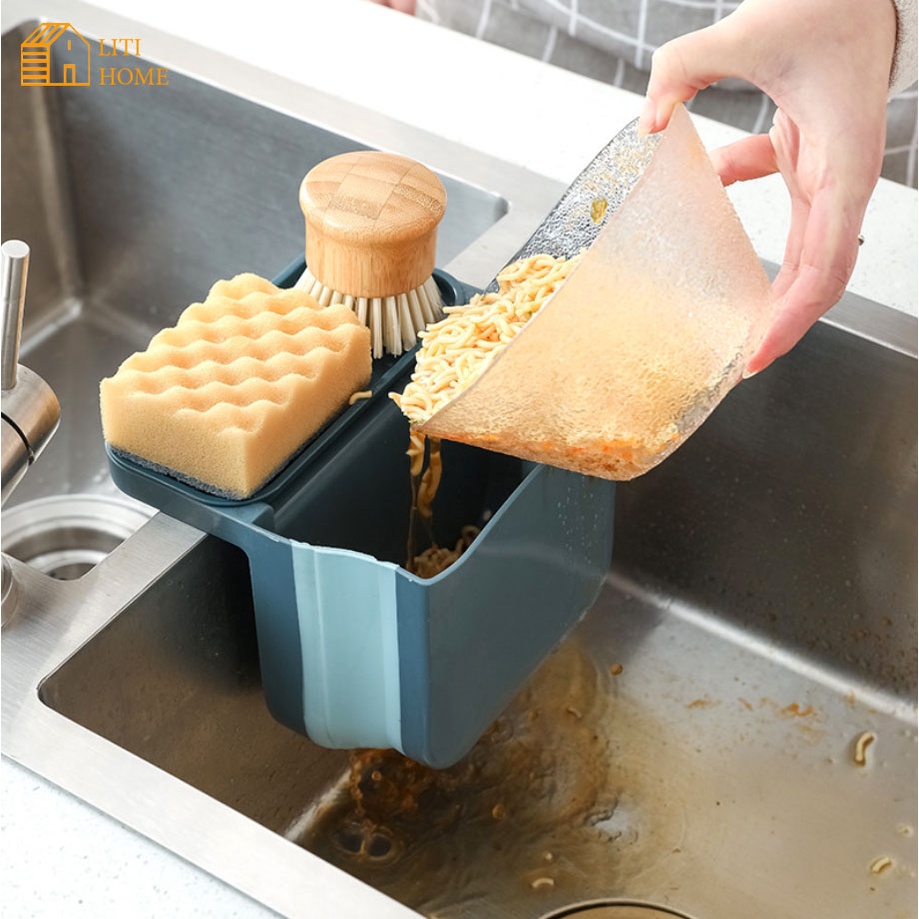 Dụng cụ lọc rác bồn rửa chén gấp gọn có khay đựng xà bông tiện dụng - Đồ gia dụng nhà bếp
