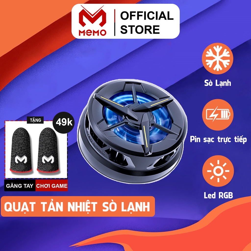 Quạt tản nhiệt điện thoại sò lạnh MEMO CX01 nam châm từ tính mới đèn led RGB gaming cho máy tính bảng chơi game MOBA FPS