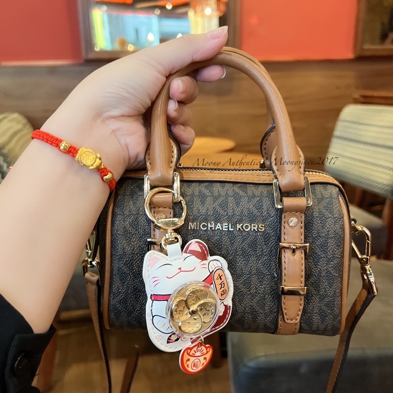 Móc khoá keychain charm mèo thần tài ôm vàng xoay siêu đẹp