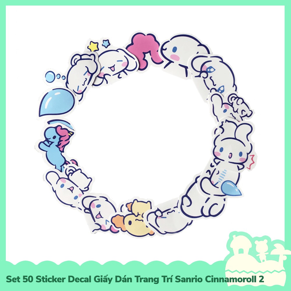 [Sẵn VN - NowShip] Set 38 Sticker Decal Dán Trang Trí Mẫu Nhân Vật Hoạt Hình Dễ Thương Đáng Yêu Cute Sanrio Cinnamoroll