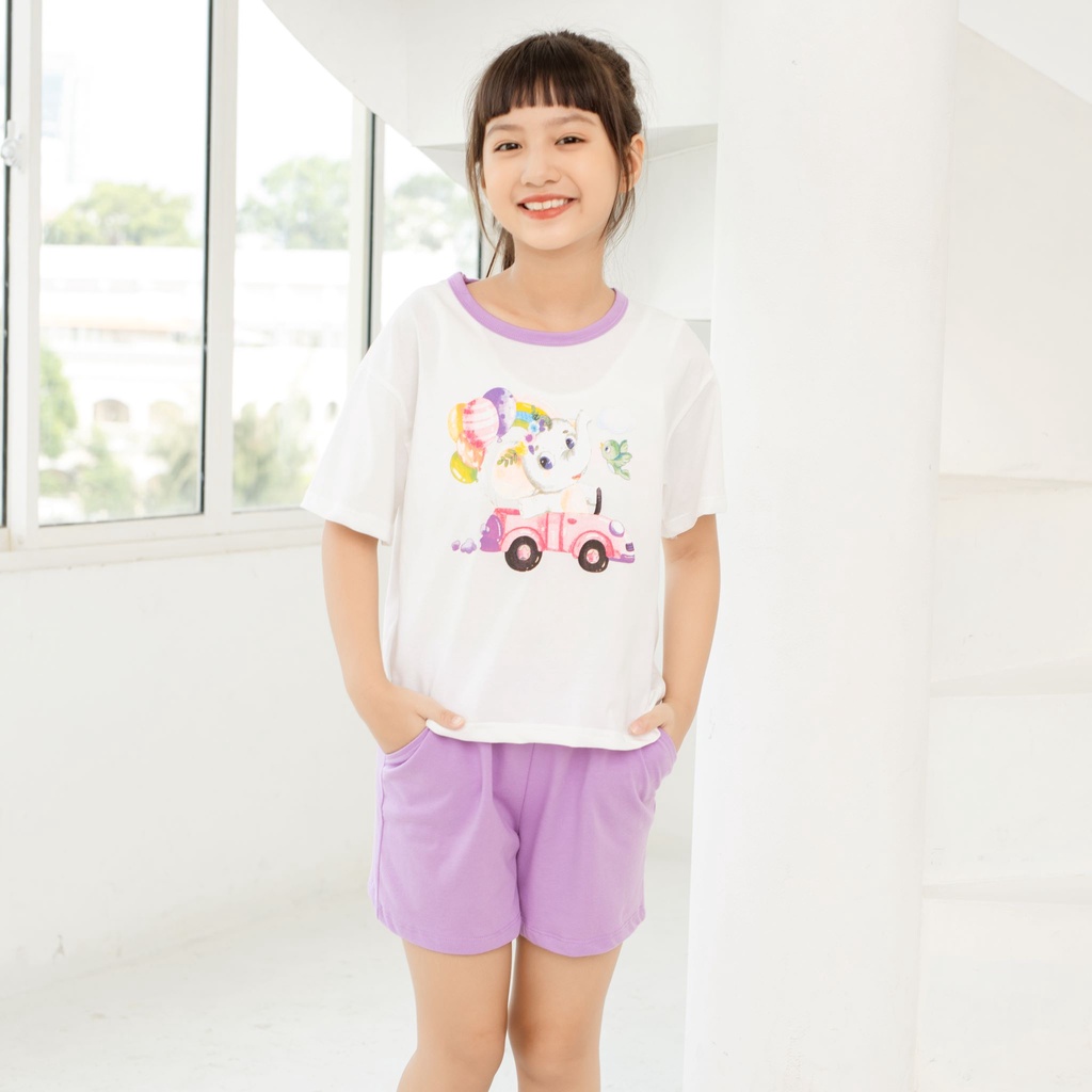 Bộ đồ bé gái, bộ măc nhà bé gái size đại, chất vải mềm mịn thoáng mát, hình in cute, 18-40 kg, K20