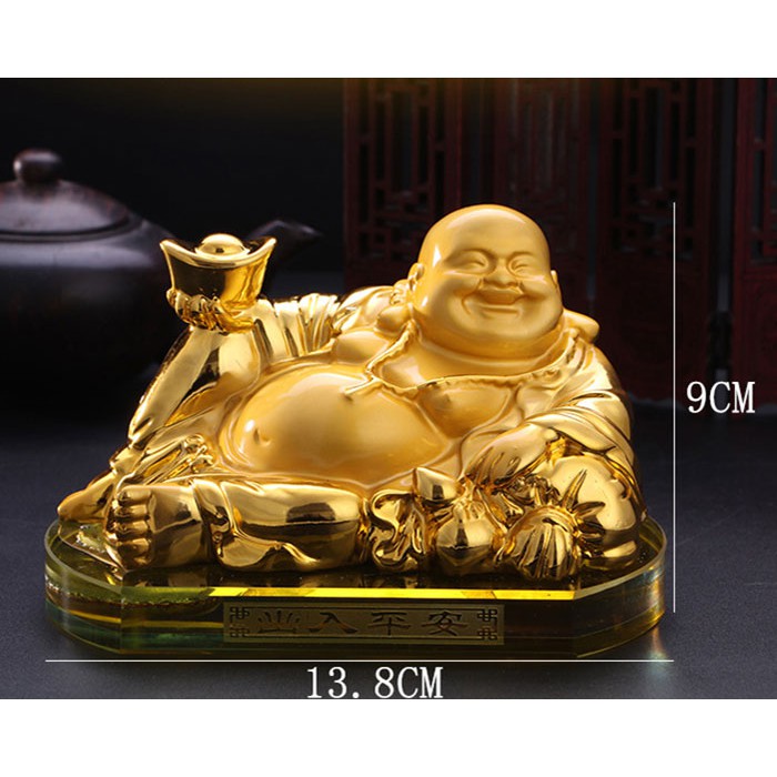 Tượng Phật Di Lặc Vàng Gold Phong Thuỷ Có Ngăn Nước Hoa Để Taplo Ô Tô Văn Phòng TOO-STORE