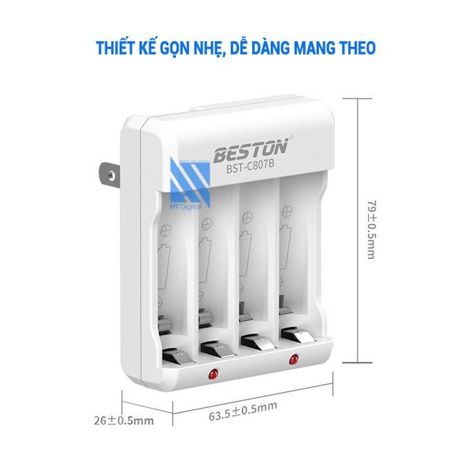 Sạc Pin AA AAA C807B Beston Kèm Pin Sạc Dung Lượng Cao Dùng Cho Micro, Remote, Đồ Chơi Trẻ Em, Loa, Đèn Pin