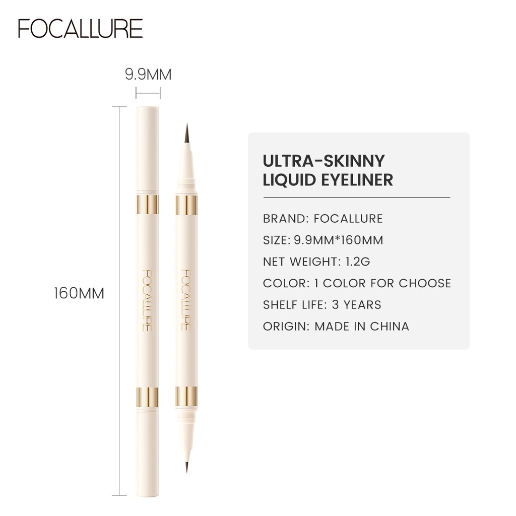 Focallure #Bút Kẻ Mắt Dạng Lỏng 2 Trong 1 Nhanh Khô Màu Đen / Nâu Hổ Phách