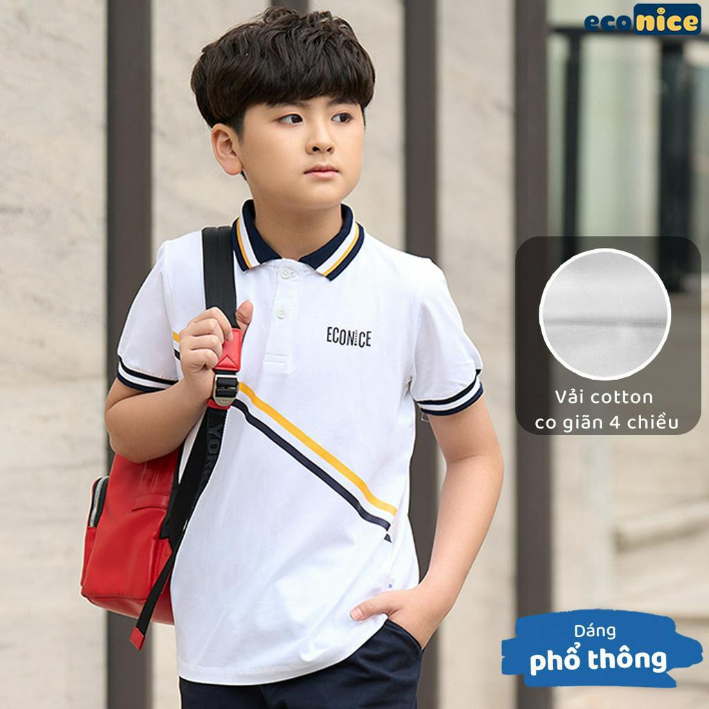 Áo thun phông polo cho bé trai, bé gái style Hàn Quốc Econice A100. Size đại trẻ em 5, 6, 8, 10 tuổi