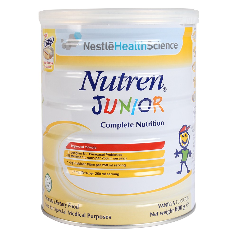 Nutren Junior 800g. Hỗ trợ tăng cân hiệu quả. Sữa chính hãng Nestlé Thụy Sĩ.