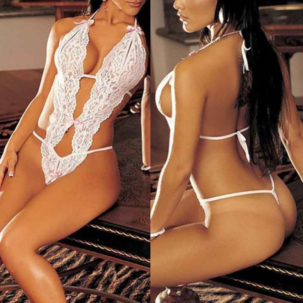 Đồ lót liền thân ren hoa cổ treo hở ngực quyến rũ cho nữ