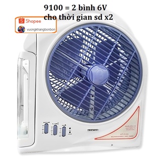 Quạt sạc đèn sạc kentom kt 9400 quạt sạt 1 bình 6v