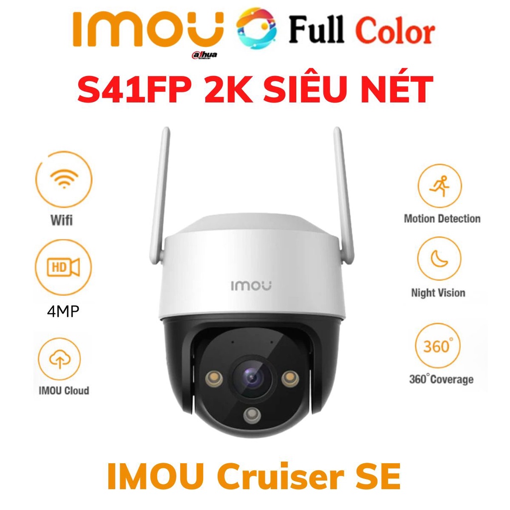 Camera Imou IP Wifi Cruiser ngoài trời màu đêm, 2MP 4MP 2K IPC S41FP / S21FP Xoay 360 - Chính hãng Bảo Hành 24T tháng