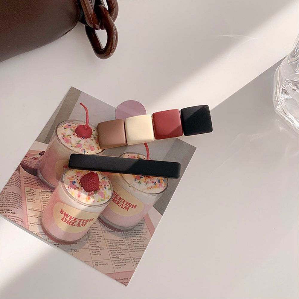 Kẹp Tóc Nhựa Resin Hình Tròn / Chữ Nhật Nhiều Màu Sắc Dễ Thương Phong Cách Hàn Quốc Cho Nữ