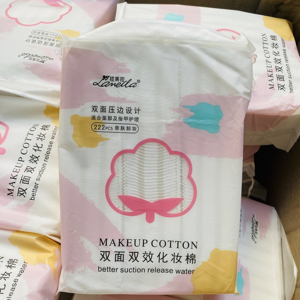 BÔNG TẨY TRANG COTTON TÚI 200 MIẾNG- BÔNG TẢY TRANG LANEILA(chính hãng 100%)