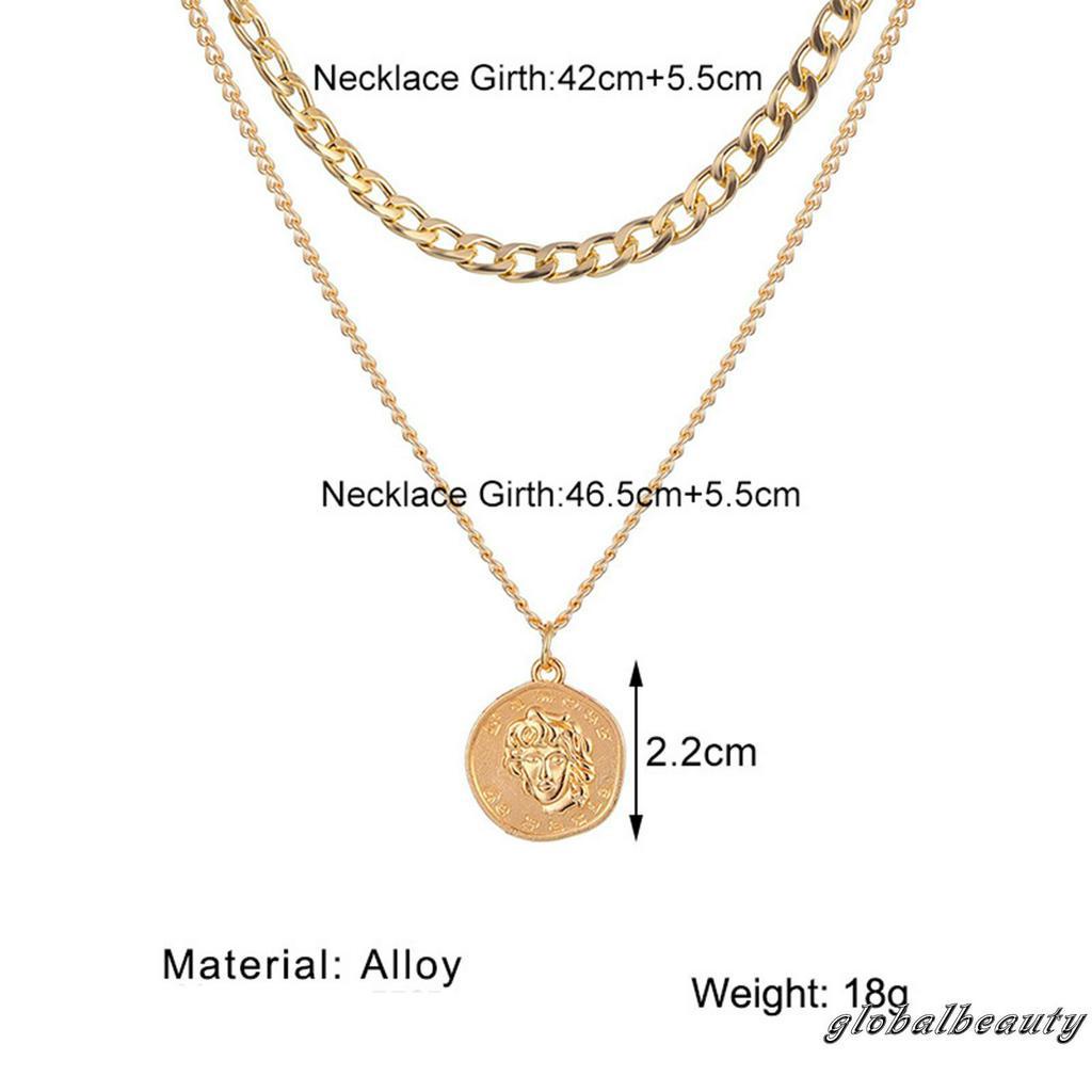 Dây chuyền hai lớp mặt đồng xu hình chân dung sang trọng cổ điển cho nữ