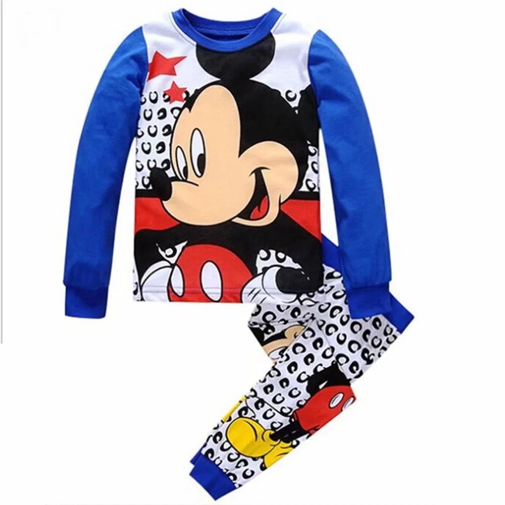 Bộ đồ ngủ tay dài in hình chuột Mickey dễ thương cho bé