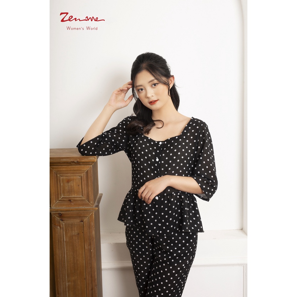 [Mã LT50 giảm 50K đơn 150K] Đồ bộ mặc nhà nữ Zen Me tay lửng quần dài cổ vuông nữ tính chất lụa satin cao cấp | BigBuy360 - bigbuy360.vn