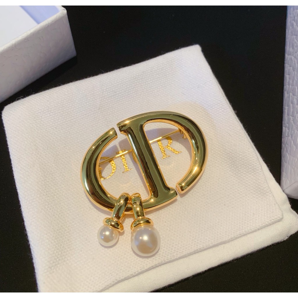 Ghim cài áo mạ bạc 925 hình chữ CD kiểu dáng thời trang