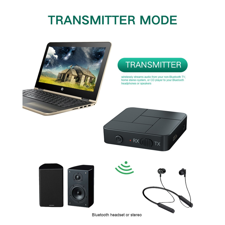 2in1 Bluetooth 5.0 Audio Receiver Transmitter Adapter 3.5mm AUX Jack RCA Dongle For Car TV PC Headphone