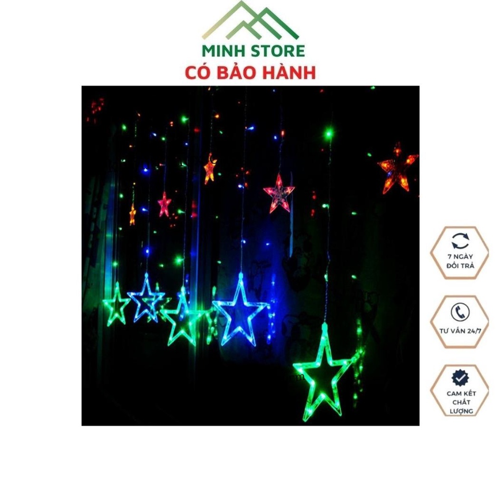 Đèn Led Trang Trí Hình Ngôi Sao Dạng Đèn Mành 12 bóng Gồm 6 Sao Lớn 6 Sao Nhỏ,7 sắc cầu vồng Sinh Nhật Sự Kiện