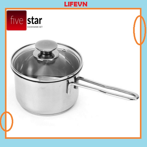 Quánh nấu bột inox 3 đáy Fivestar đun từ được nhiều cỡ ( Size 14, 12) nắp kính Xoong Nồi quấy bột Fivestar