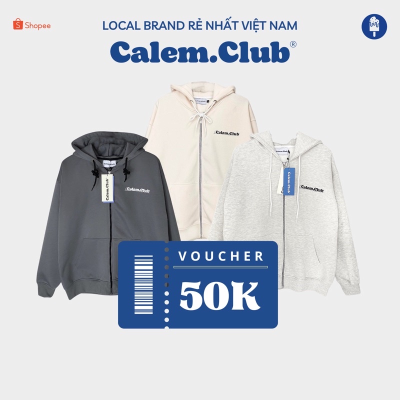 Hoodie zip CALEM.CLUB - Áo khoác nỉ dây kéo nhiều màu chất nỉ dày dặn form rộng unisex
