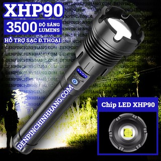 Đèn pin siêu sáng P90 COB cao cấp có zoom
