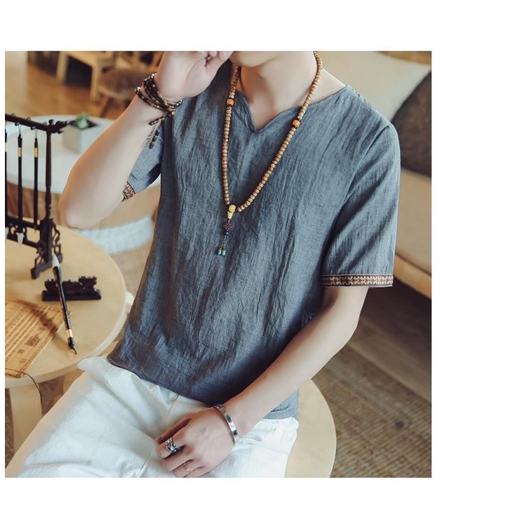 Áo Sơ Mi Cotton Lanh Ngắn Tay Phong Cách Thái Lan Thời Trang Mùa Hè Cho Nam