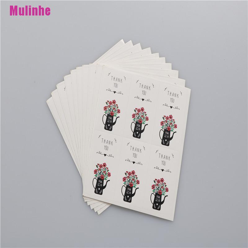 Bộ 60 Cái Nhãn Giấy In Chữ Thankyou Và Hoa Làm Bằng Tay