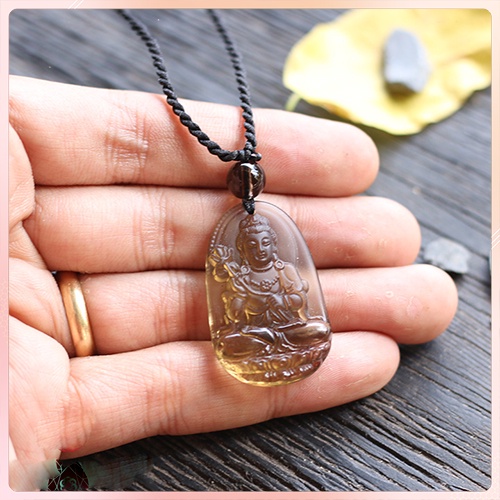 Vòng Cổ Phật Bản Mệnh Đá Phong Thủy Đen Trong - Mặt Đại Thế Chí Bồ Tát Hợp Tuổi Ngọ