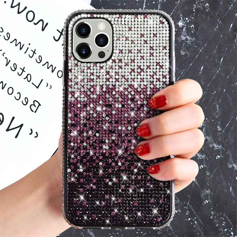 Ốp Điện Thoại Đính Đá Lấp Lánh Sang Trọng Cho iphone 13 pro 14 15 12 11 pro max xs x xr 6 7 8 plus se 2020