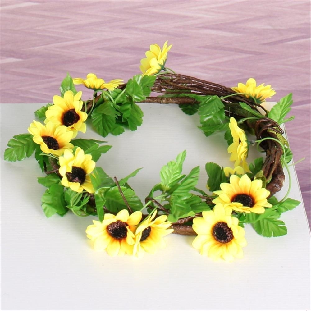 Dây hoa hướng dương vàng nhân tạo trang trí sân vườn/nhà cửa/tiệc tùng/đám cưới