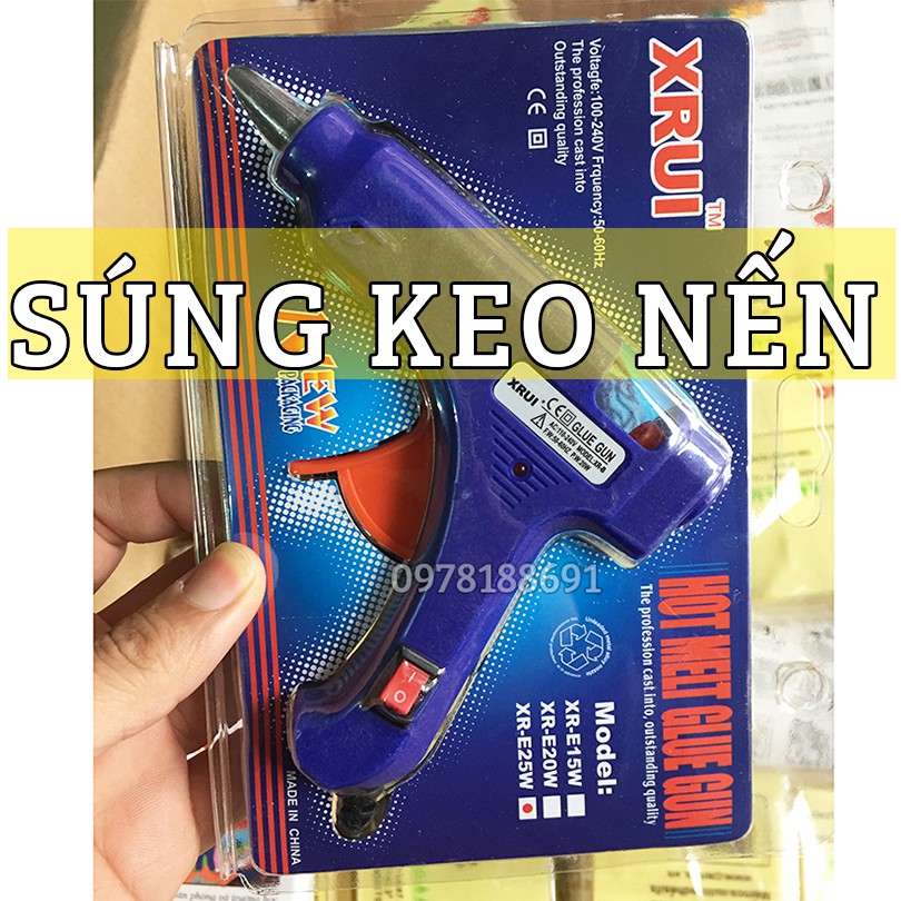 Súng bắn keo nến [Tặng nến] loại sịn 20w + tặng 3 keo nến 25cm không cắt - HUMA