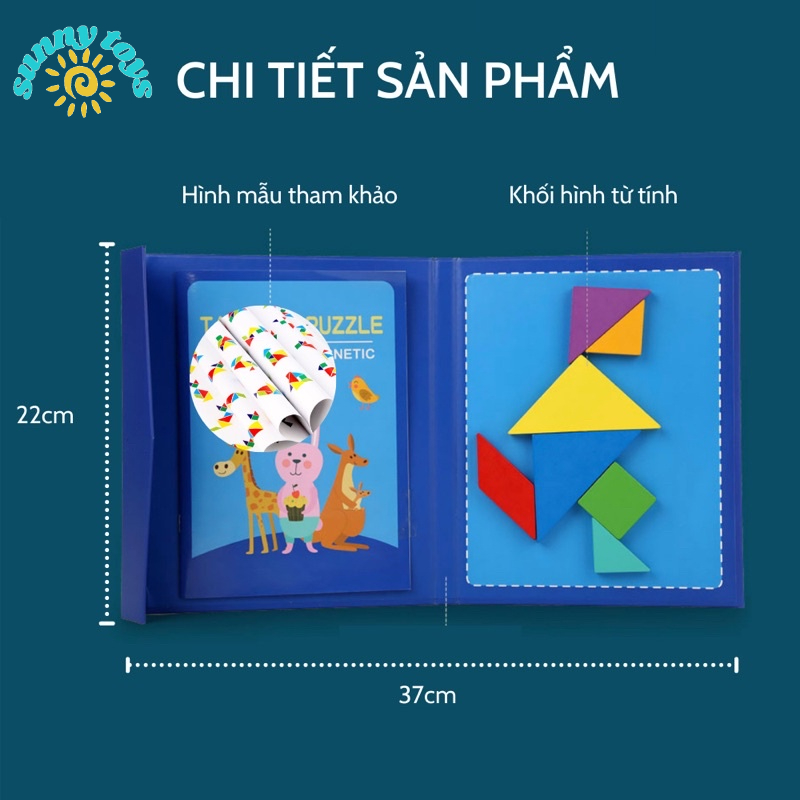 Bộ xếp hình Tangram bằng gỗ,đồ chơi sáng tạo,khám phá ,phát triển trí thông minh cho bé-SUNNY TOYS