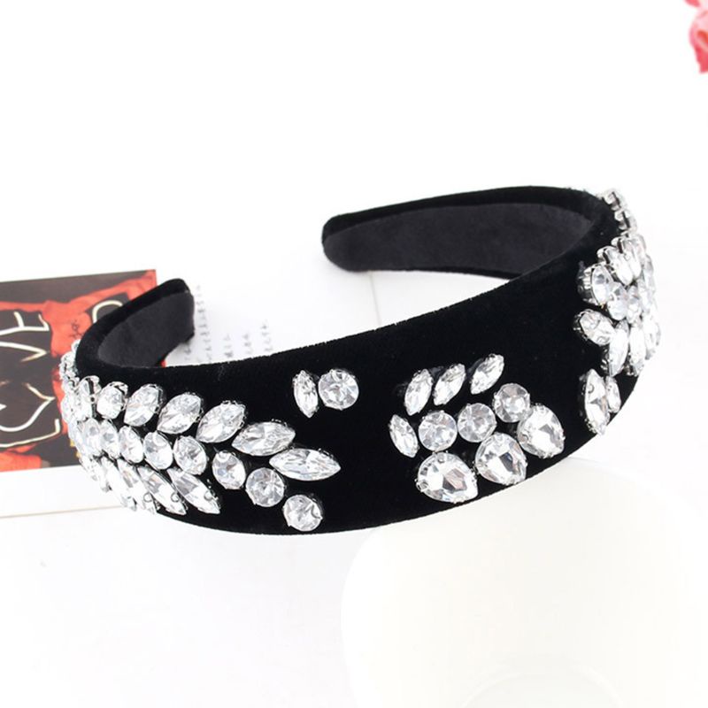 Băng Đô Cài Tóc Bản Rộng Đính Đá Phong Cách Baroque Sáng Tạo