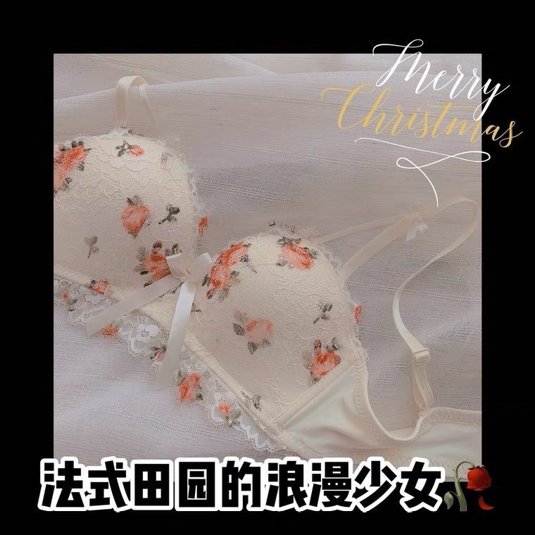 Bán Chạy!F &amp; X Bộ Đồ Lót Mỏng [Hoa Hồng Sơn Dầu Cổ Điển] Áo Ngực Nhỏ Không Dây Điều Chỉnh Được Loại Thoải Mái Cho Nữ