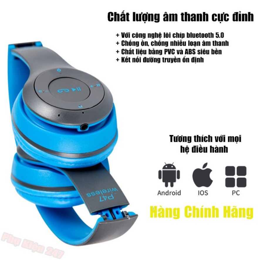 Tai nghe bluetooth không dây chụp tai mèo headphone nghe nhạc điện thoại dùng được cho cả laptop máy tính pc chống ồn