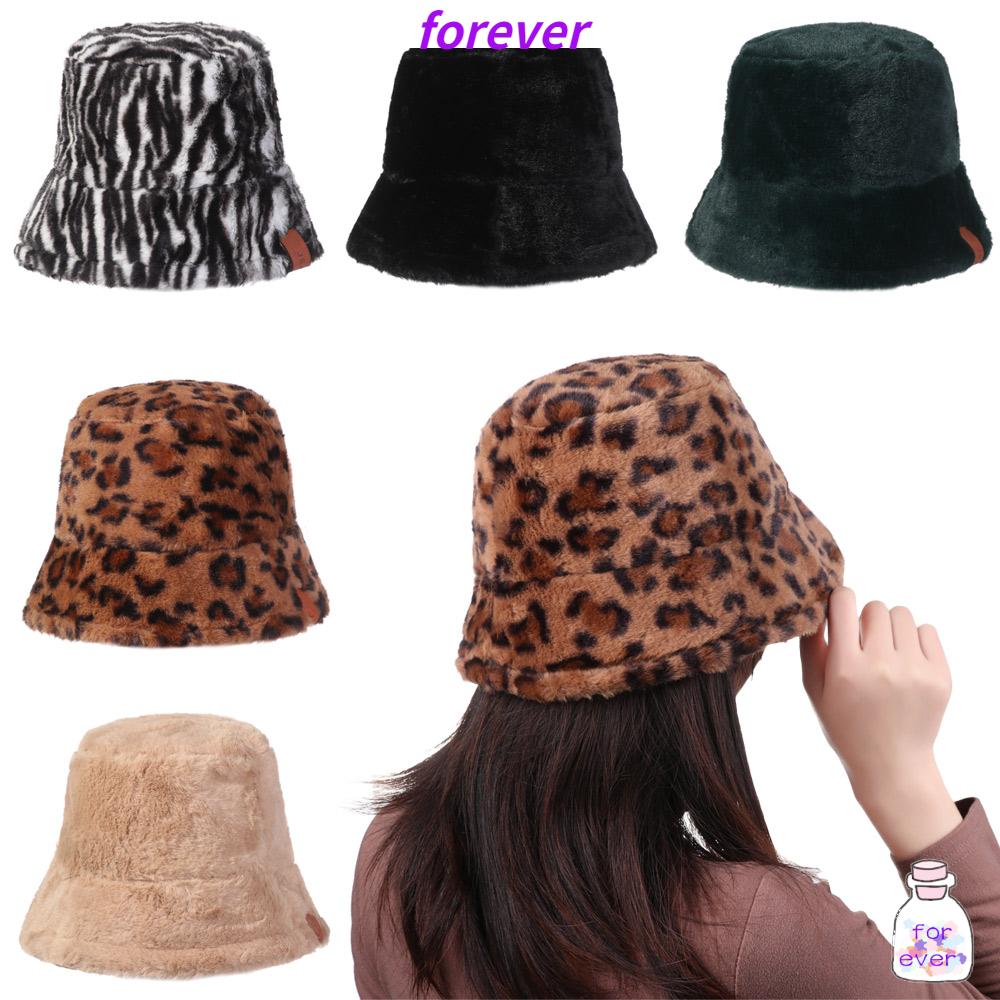 Nón tai bèo giả lông họa tiết da báo nữ tính sáng tạo