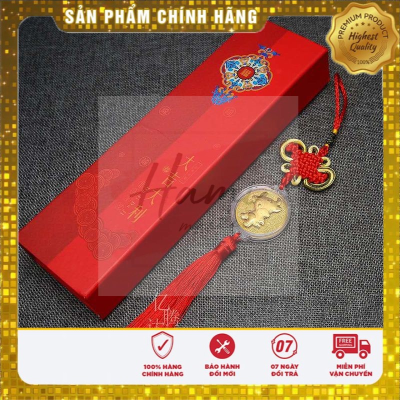 [Freeship] Hộp Tiền Xu Trâu Vàng Treo Xe - Quà Tặng Phong Thủy Tài Lộc 2021