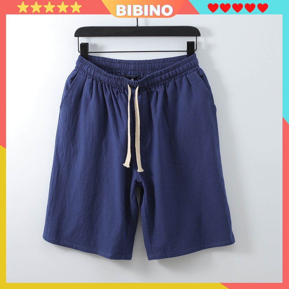 Quần short đũi nam đùi thể thao nam big size unisex form rộng vải đũi mềm mịn dày dặn cao cấp thoáng mát BIBINO