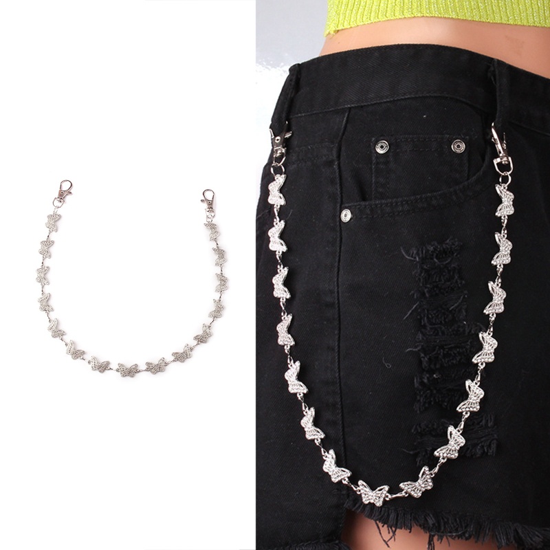 Youyo Dây Xích Một Lớp Hình Bướm Kèm Dây Xích Đeo Thắt Lưng Dạng Xích Goth Cho Nữ