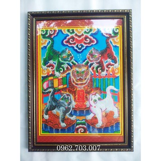 Tranh ngũ hổ cao cấp khung composite (tranh tứ phủ)
