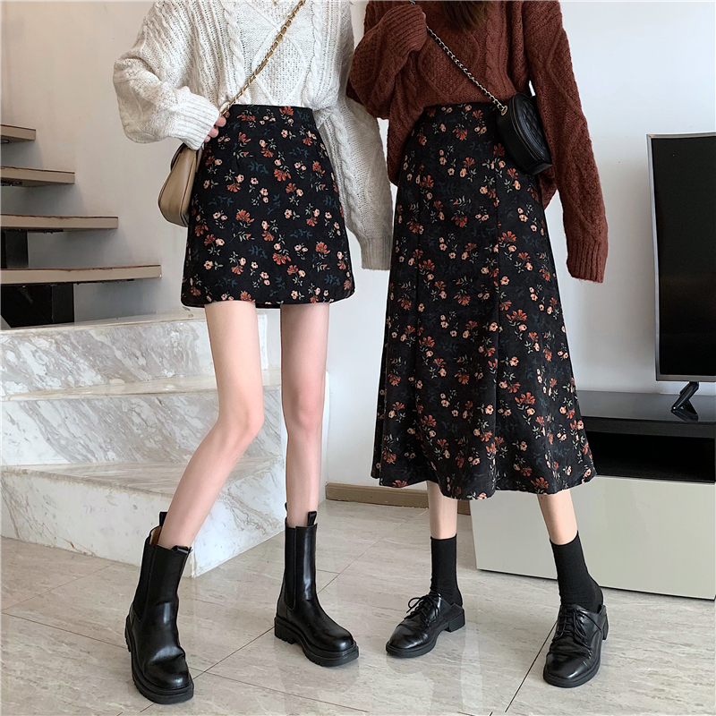[Mã FAGREEN55 giảm tới 30K đơn 99K] Chân Váy XIAOZHAINV Lưng Cao Họa Tiết Hoa Phong Cách Hàn Quốc Retro | BigBuy360 - bigbuy360.vn
